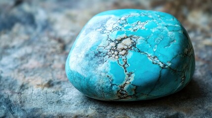 Poster - Close up of a turquoise stone showcasing unique textures with natural design elements ideal for eco friendly concepts and copy space