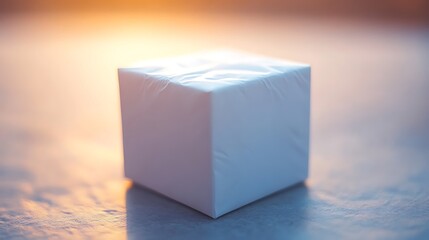 Poster - Abstract cube with soft light against a gradient background creates an otherworldly scene