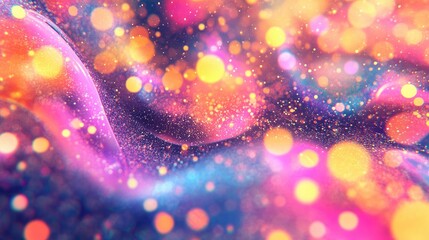 Poster - Colorful background with abstract swirls, stars, and glitter elements, capturing the New Year's spirit.
