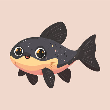 cutre cat fish vector illustration 