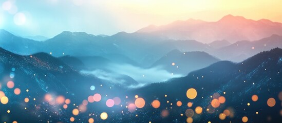 Poster - Mountain bokeh background with soft colors ideal for architecture presentations and creative projects featuring spacious text area