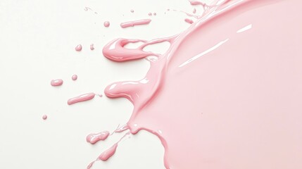 Fototapete - Soft pink paint splash on a clean white background showcasing a minimalist design ideal for creative and artistic themes.