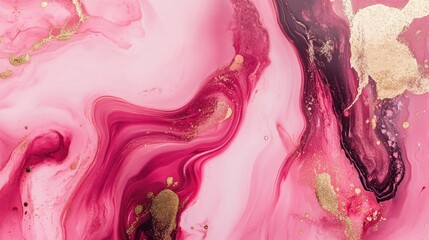 Poster - Elegant Pink and Brown Marble Texture with Gold Accents for Background and Design Use