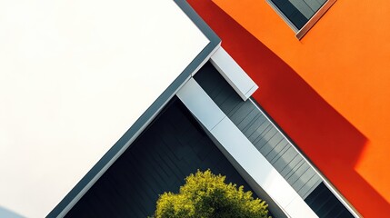Poster - Contemporary Abstract Architecture Design with Colorful Lines and Top View of House Structure