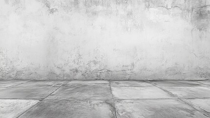 Poster - Minimalist abstract background featuring a concrete floor and bare wall in a spacious, vacant room ideal for presentations and designs