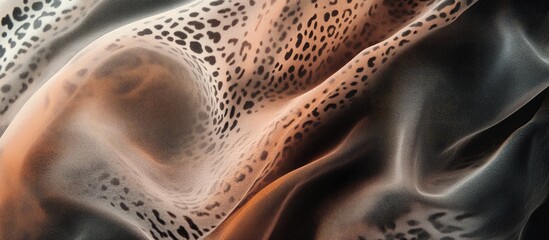 Poster - Abstract Leopard Print Background Elegant Wildlife Texture in Warm Tones with Soft Drapery and Ample Space for Text or Branding