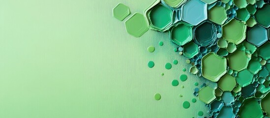 Poster - Colorful hexagonal star shapes in varying sizes created through acrylic pouring technique Vibrant abstract background with ample copy space