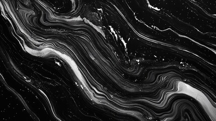 Poster - Elegant Black Marble Abstract Background with Fluid Texture and Subtle Highlights