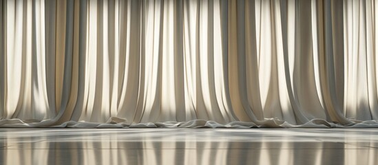Poster - Elegant modern curtains with ample empty space for text in a bright, stylish interior setting suitable for design concepts or advertising.
