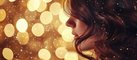 Poster - Elegant golden bokeh background with shimmering lights and soft focus, perfect for festive themes and adding a magical touch to designs.