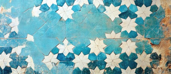 Poster - Moroccan ornamental tile texture background in vibrant colors with empty space ideal for overlaying text or advertising content.