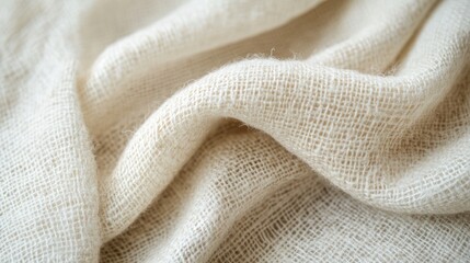Poster - Natural White Linen Fabric Texture with Soft Drapery and Selective Focus for Background Use