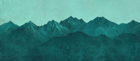 Poster - Mountainous teal texture background for print or papers with empty space for text or graphics in a serene design