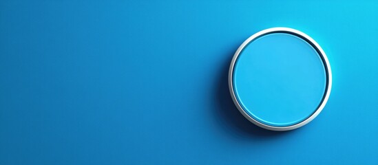 Poster - Sleek circular button on a vibrant blue background with ample copy space for digital enhancements and promotional text