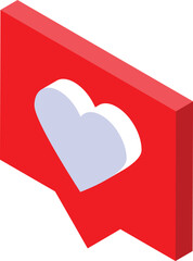 Poster - 3d isometric red social media heart icon represents online love, affection, and positive engagement
