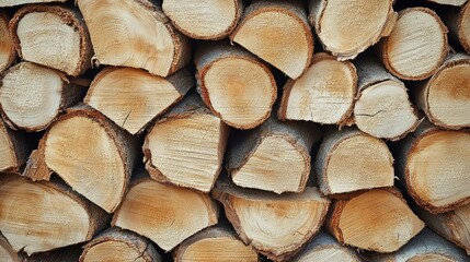 Poster - Timber stack with natural wood texture and intricate bark details ideal for backgrounds and design projects