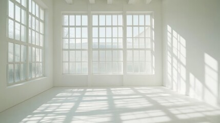 Poster - Bright and Airy Minimalist Interior with Large Windows and Soft Natural Light