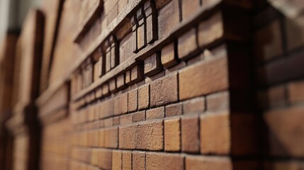 Poster - Detailed model of a textured brick wall showcasing various angles and intricate surface designs for architectural visualization.