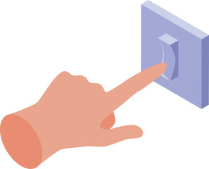 Poster - Hand is turning on a light switch, representing the concept of energy saving and efficient electricity usage