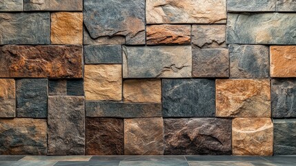 Poster - Natural Stone Wall Texture with Rich Color Variations for Background Design