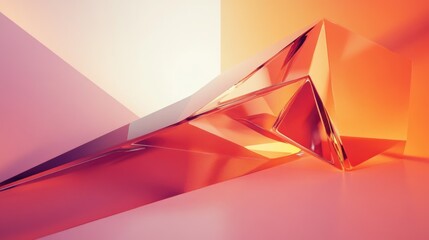 Poster - Geometric Abstract Design in Vibrant Orange and Pink Tones for Contemporary Interior Aesthetics