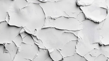 Poster - Textured White Wall Surface with Cracked Layers for Background Design or Artistic Projects