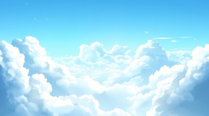 Poster - Vertical background of a serene blue sky adorned with fluffy white clouds perfect for nature-themed designs and calming environments