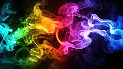 Poster - Colorful Abstract Smoke Swirls in Neon Hues for Vibrant Background Design and Artistic Wallpaper Use