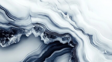 Poster - elegant black and white agate marble background with fluid abstract design for modern interior and g