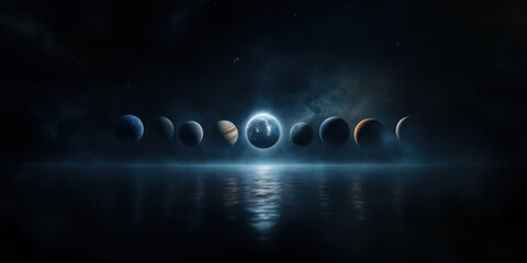 Cosmic alignment of planets Venus, Mars, Jupiter, Saturn, Neptune, Uranus, and Mercury