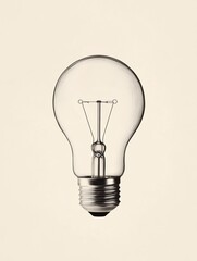 Aufkleber - Light bulb glowing softly against a simple background showcasing its elegant design and intricate filament details. Generative AI