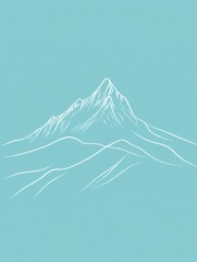 Poster - Majestic mountain peak rises above gentle hills under a serene sky. Generative AI