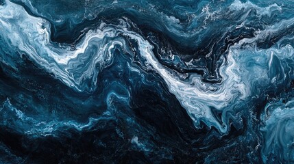 Poster - Dark blue abstract waves in a swirling design creating a textured background ideal for digital art and modern graphics projects.