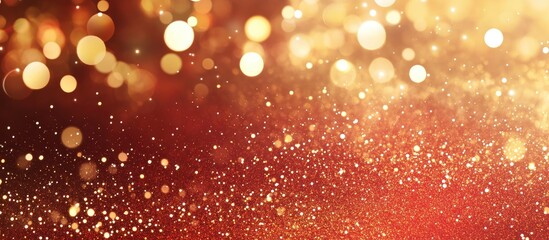 Poster - Red glittery background with golden bokeh effect creating a festive atmosphere and ample space for text placement.