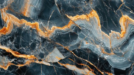 Poster - Elegant marble texture with intricate waves and rich golden veining creating a luxurious backdrop for artistic or commercial use.