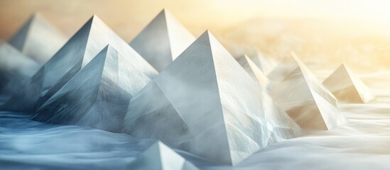 Poster - Three Dimensional Geometric Pyramids in Soft Natural Lighting with Intricate Texture and Copyspace for Design and Text Integration