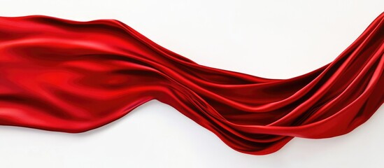 Poster - Elegant red curtain fabric flowing on a clean white background creating a sophisticated blank space for text or design elements.