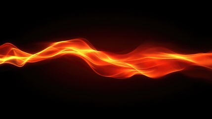 Fototapete - Glowing Red Fire Flames on Dark Background with Abstract Futuristic Wave Design and Space for Creative Text or Graphic Elements