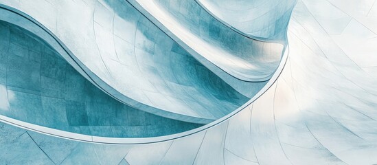 Fototapete - Futuristic Abstract Background with Crumpled White and Blue Textures and Stainless Steel Elements Providing Copy Space for Text