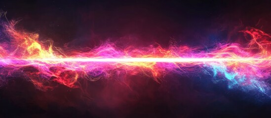 Fototapete - Vibrant Abstract Neon Light Strip with Glowing Energy Effect in Fantasy Style Creating a Dynamic Background for Text or Graphics