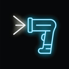 Poster - Neon barcode scanner emitting light for scanning barcodes