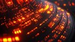 © A4719 - Abstract digital background with glowing orange circuits and lines, dark background, close up view, technological theme, futuristic design, high