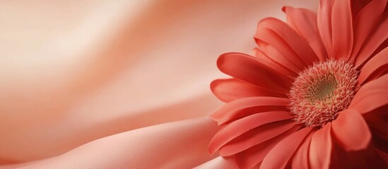 Poster - Vibrant red fantasy flower close-up against a soft background with ample space for text or graphics ideal for advertisements or designs