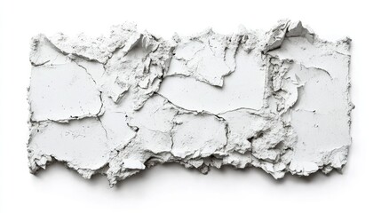 Poster - Textured cracked cement wall with a semi-gloss finish on a white background featuring ample copy space for text or design elements