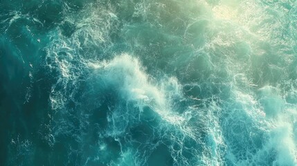 Poster - Turquoise waves crashing and swirling in a vibrant ocean showcasing dynamic movement and natural beauty