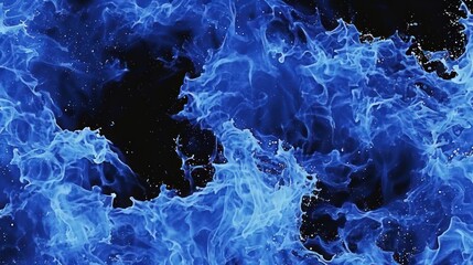 Poster - Vibrant blue water waves swirling against a dark background, creating a dynamic visual effect