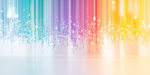 Poster - vibrant vertical code bars create a minimalist rainbow effect against a neutral white backdrop. the 