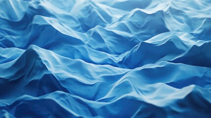 Poster - Vibrant blue fabric texture showcasing intricate wrinkles and folds for artistic and design applications