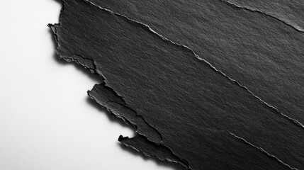 Poster - Textured Black Paper with Rough Edges Isolated on a Clean White Background for Creative Design and Artistic Applications