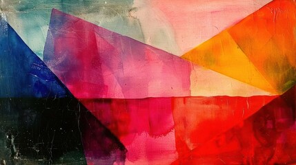 Poster - Abstract geometric composition with vibrant colors blending in a harmonious design